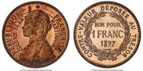 French Colony copper-nickel Specimen Piefort Essai Franc 1897 SP65 PCGS, Paris mint, KM-PE2, VG-4311, Lec-9. A laudably fine example of this rare patt...