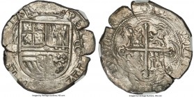 Philip II Cob 8 Reales ND (1556-1598) Mo-F AU58 NGC, Mexico City mint, KM-43. 27.2gm Virtually Mint State, with nearly full luster preserved in the fi...