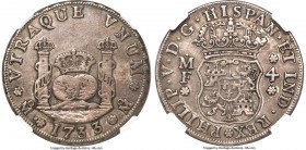 Philip V 4 Reales 1733/2 Mo-MF VF25 NGC, Mexico City mint, KM94. A fine circulated representative of this early milled issue featuring a silty clay pa...