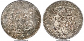 Philip V 8 Reales 1732 Mo-F VF Details (Salt Water Damage) PCGS, Mexico City mint, KM103, Cal-774. First year of this popular type and, although water...