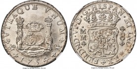 Ferdinand VI 8 Reales 1754 Mo-MM MS61 NGC, Mexico City mint, KM104.2. Variety with imperial crown on the left pillar. A frosty white example with razo...