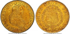Ferdinand VI gold 8 Escudos 1757 Mo-MM AU58 NGC, Mexico City mint, KM152, Onza-608. Semi-Prooflike in its overall finish, this late Mexican 8 Escudos ...