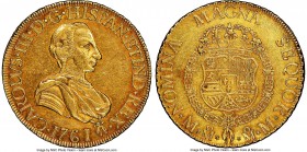 Charles III gold 8 Escudos 1761/0 Mo-MM AU53 NGC, Mexico City mint, KM153, Onza-741 (Very Rare). Order at date variety. One of the classic rarities of...