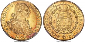 Charles IV gold 8 Escudos 1806 Mo-TH MS61 NGC, Mexico City mint, KM159, Fr-43. A pleasing representative of this always popular gold type, featuring a...