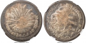 Republic "Hookneck" 8 Reales 1825 Go-JJ VF30 NGC, Guanajuato mint, KM-A376.1, DP-Go02. Preserving remnants of luster within the legends against a stee...