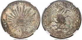 Republic 8 Reales 1826 Zs-AZ MS62 NGC, Zacatecas mint, KM377.13, DP-Zs02. Slightly rough to the obverse owing to worn dies, though otherwise toned ove...