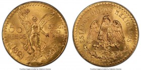 Estados Unidos gold 50 Pesos 1927 MS65 PCGS, Mexico City mint, KM481. A type prone to extensive bagmarking, leaving gem examples such as this--surpass...