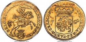 Holland. Provincial gold 7 Gulden 1760 MS62 NGC, Utrecht mint, KM103, Fr-289, Delm-971. Also known as a 1/2 Golden Rider. A lovely selection benefitti...