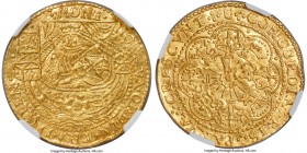 Utrecht. Provincial gold Imitative 1/2 Rose Noble ND (c. 1601-1602) MS63 NGC, KM5, Fr-279, Delm-960. 3.78gm. A comparatively scarce fractional emissio...
