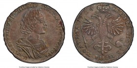 Peter I Poltina 1724 AU Details (Tooled) PCGS, Red mint, KM160, Bit-1064 (R; same dies), Petrov-4 Rub., Plate 24, 751 (Rare), Diakov-1513 (R1; same). ...