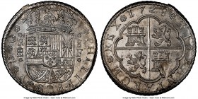 Philip V 8 Reales 1728/7 (Aqueduct)-F MS64 NGC, Segovia mint, KM336.1, Cal-915. A precisely struck coin displaying a soft sheen of argent luster throu...
