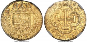 Philip V gold 8 Escudos 1721 S-J AU Details (Mount Removed) NGC, Seville mint, KM315, Cal-185, Onza-517. A rarely seen offering, here with a mount rem...