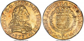 Philip V gold 8 Escudos 1731 S-PA XF Details (Polished) NGC, Seville mint, KM346.2, Fr-233. Displaying a balanced strike, soft reddish-gold tone resid...