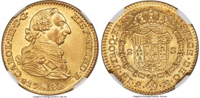 Charles III gold 2 Escudos 1788 M-M MS63 NGC, Madrid mint, KM417.1a. Superbly struck, with every facet of the design apparent in stark detail, and ali...