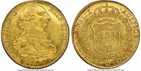 Charles III gold 8 Escudos 1788 S-C MS61 NGC, Seville mint, KM409.2a. Variety with point after "R". An admirable strike for this large gold denominati...