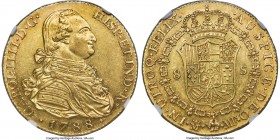 Charles IV gold 8 Escudos 1788 M-MF AU58 NGC, Madrid mint, KM437.1, Fr-292. Essentially Mint State in appearance, only a minute degree of rub present ...