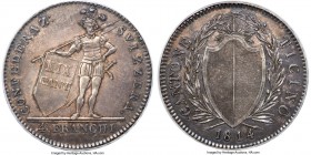 Ticino. Canton 4 Franchi 1814 AU55 PCGS, KM6, Dav-367. Variety without star. Mintage: 7,921. Amongst the scarcest of the cantonal 4 Franken types, pro...