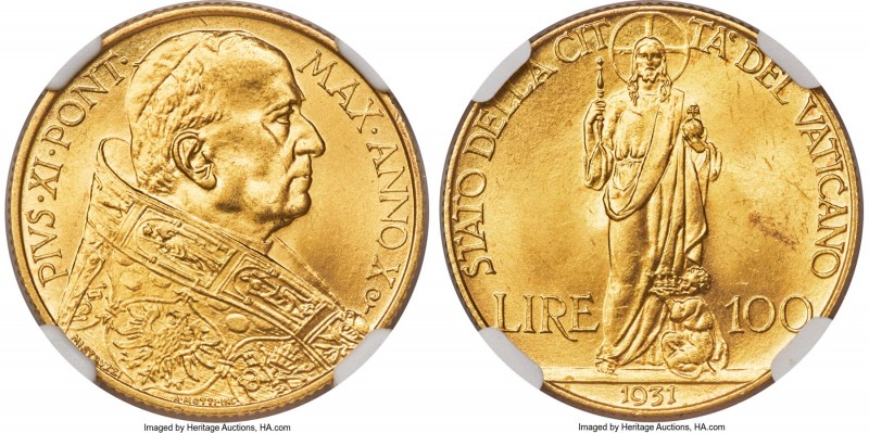 Pius XI gold 100 Lire Anno X (1931) MS64 NGC, KM9. AGW 0.2546 oz.

HID09801242...