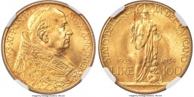 Pius XI gold "Jubilee" 100 Lire 1933-1934 MS66 NGC, KM19. Superb gem quality for this Jubilee issue. AGW 0.2546 oz.

HID09801242017

© 2020 Herita...