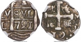 Caracas. Royalist and/or Republican Real (Macuquina) 721 VF30 NGC, Caracas mint, KM-C12, cf. Stohr-9A-C12 (this date unlisted), OAV-1R-C.A.4. A quite ...