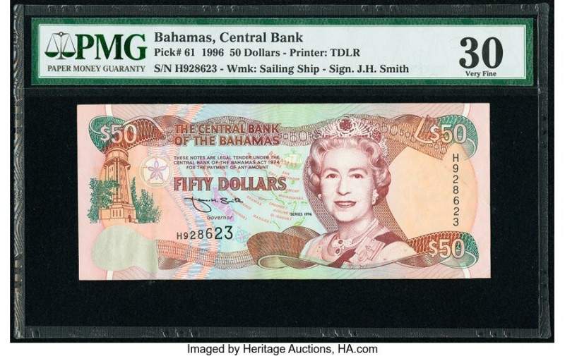 Bahamas Central Bank 50 Dollars 1996 Pick 61 PMG Very Fine 30. 

HID09801242017
...