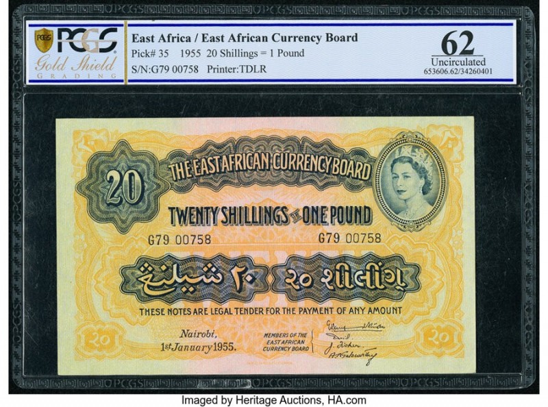East Africa East African Currency Board 20 Shillings = 1 Pound 1.1.1955 Pick 35 ...