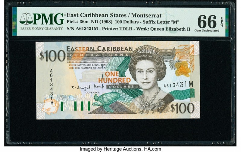 East Caribbean States Central Bank, Montserrat 100 Dollars ND (1998) Pick 36m PM...