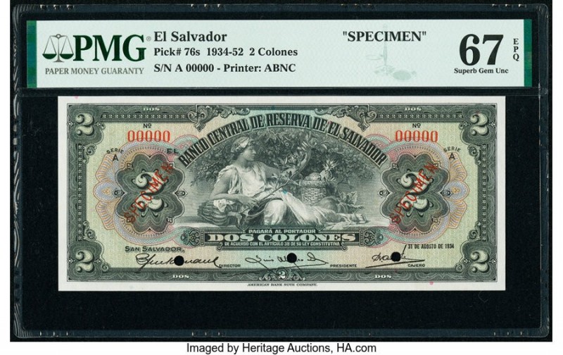 El Salvador Banco Central de Reserva de El Salvador 2 Colones 31.8.1934 Pick 76s...