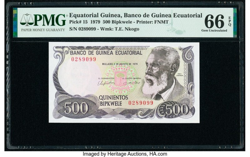 Equatorial Guinea Banco de Guinea Ecuatorial 500 Bipkwele 3.8.1979 Pick 15 PMG G...