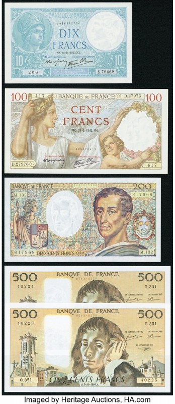 France Group of 5 Examples Choice Uncirculated- Uncirculated. 

HID09801242017

...
