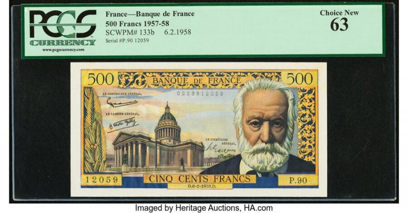 France Banque de France 500 Francs 6.2.1958 Pick 133b PCGS Currency Choice New 6...