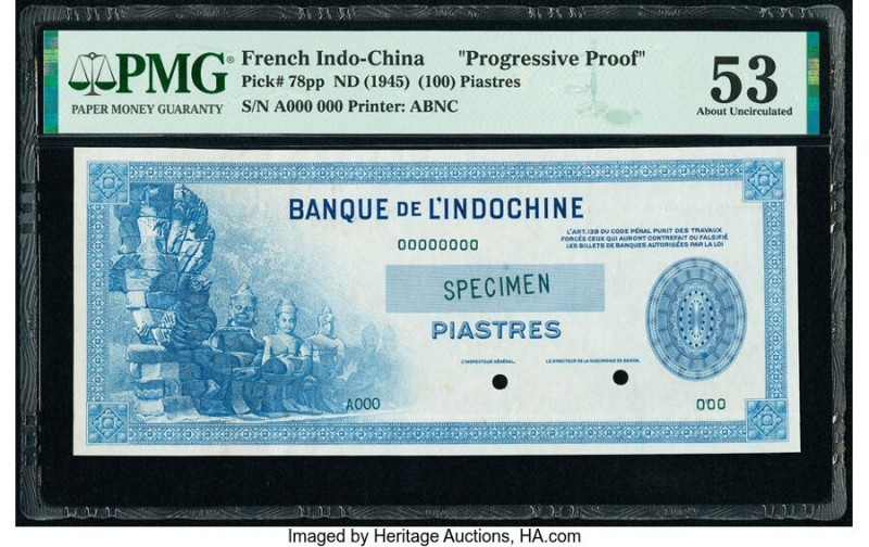 French Indochina Banque de l'Indo-Chine (100) Piastres ND (1945) Pick 78pp Progr...