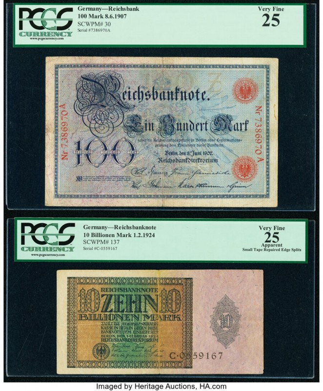 Germany Imperial Bank Notes 100 Mark 8.6.1907 Pick 30 PCGS Very Fine 25. Germany...