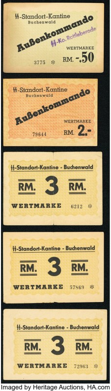 Germany Buchenwald Concentration Camp SS Kantine Group of 5 Examples Very Fine-C...