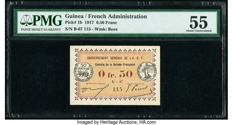 Guinea Gouvernement General de l'Afrique 0.50 Franc 11.2.1917 Pick 1b PMG About ...