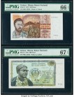 Guinea-Bissau Banco Nacional da Guine-Bissau 100; 500 Pesos 24.9.1975 Pick 2; 3 PMG Gem Uncirculated 66 EPQ; Superb Gem Unc 67 EPQ. 

HID09801242017

...