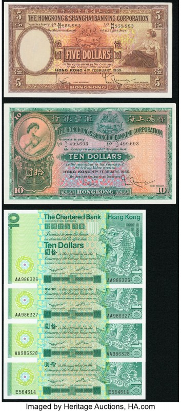 Hong Kong Hongkong & Shanghai Banking Corp. 10 Dollars 4.2.1959 Pick 182a KNB69 ...
