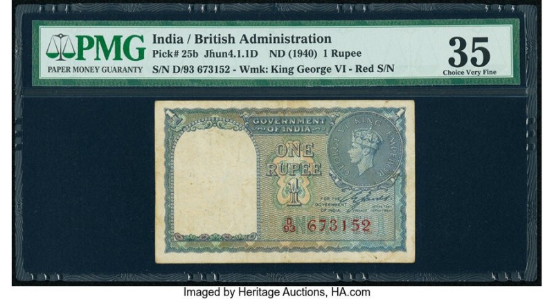 India Government of India 1 Rupee 1940 Pick 25b Jhun4.1.1D PMG Choice Very Fine ...