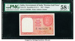 India Persian Gulf Issue 1 Rupee 1957 Pick R1 Jhunjhunwalla-Razack 6.12.1.1 PMG Choice About Unc 58 EPQ. Staple holes at issue. 

HID09801242017

© 20...