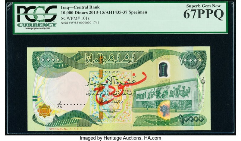 Iraq Central Bank of Iraq 10,000 Dinars 2013 / AH1435 Pick 101s Specimen PCGS Su...