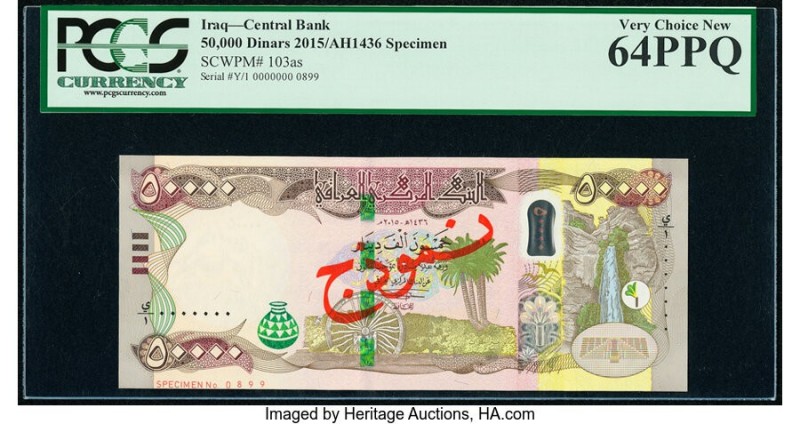 Iraq Central Bank of Iraq 50,000 Dinars ND (2015) Pick 103as Specimen PCGS Very ...