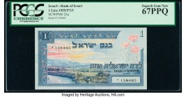 Israel Bank of Israel 1 Lira 1955 / 5715 Pick 25a PCGS Superb Gem New 67PPQ. 

HID09801242017

© 2020 Heritage Auctions | All Rights Reserved