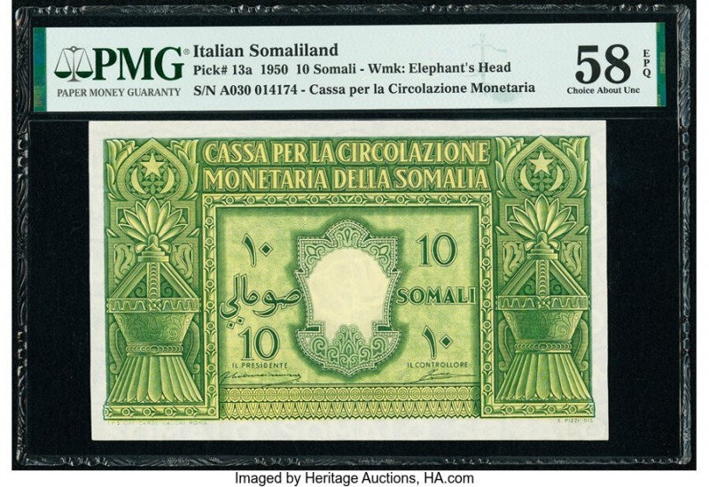 Italian Somaliland Cassa Per La Circolazione Monetaria Della Somalia 10 Somali 1...
