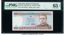 Lithuania Bank of Lithuania 20 Litu 1993 Pick 57a PMG Gem Uncirculated 65 EPQ. 

HID09801242017

© 2020 Heritage Auctions | All Rights Reserved