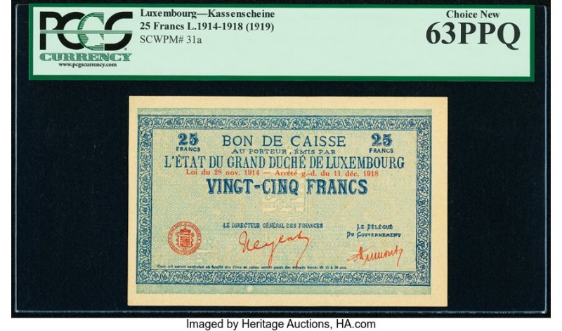 Luxembourg Etat du Grand-Duche de Luxembourg 25 Francs 1918 (ND 1919) Pick 31a P...