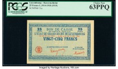 Luxembourg Etat du Grand-Duche de Luxembourg 25 Francs 1918 (ND 1919) Pick 31a PCGS Choice New 63PPQ. 

HID09801242017

© 2020 Heritage Auctions | All...