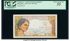 Madagascar Institut d'Emission Malgache 500 Francs = 100 Ariary ND (1966) Pick 58a PCGS Choice About New 55. Pinholes at left, stains and rust. 

HID0...