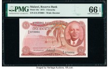 Malawi Reserve Bank of Malawi 1 Kwacha 31.1.1975 Pick 10c PMG Gem Uncirculated 66 EPQ. 

HID09801242017

© 2020 Heritage Auctions | All Rights Reserve...