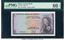 Malta Central Bank of Malta 5 Pounds 1967 (ND 1968) Pick 30 PMG Gem Uncirculated 66 EPQ. 

HID09801242017

© 2020 Heritage Auctions | All Rights Reser...