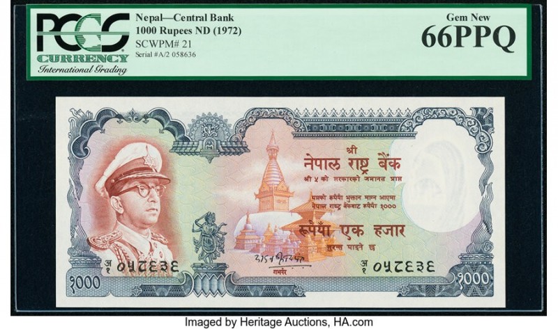 Nepal Central Bank of Nepal 1000 Rupees ND (1972) Pick 21 PCGS Gem New 66PPQ. 

...